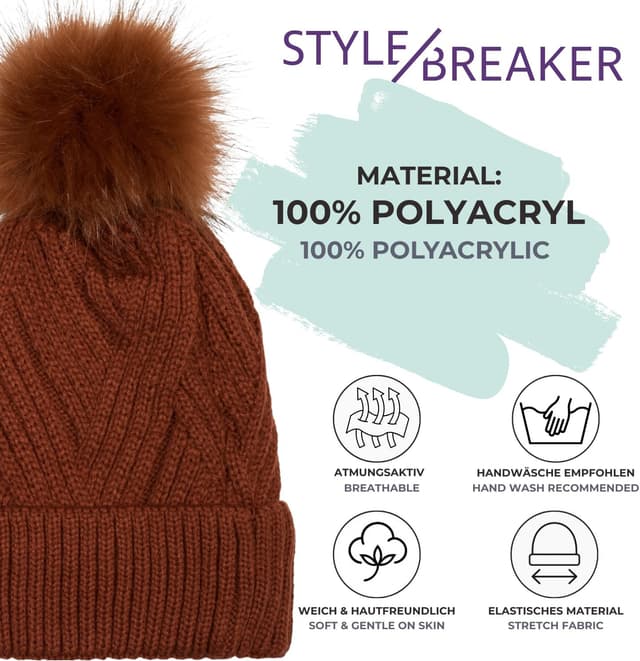 Thumbnail 3 de styleBREAKER Bonnet en maille Pompon 10 cm