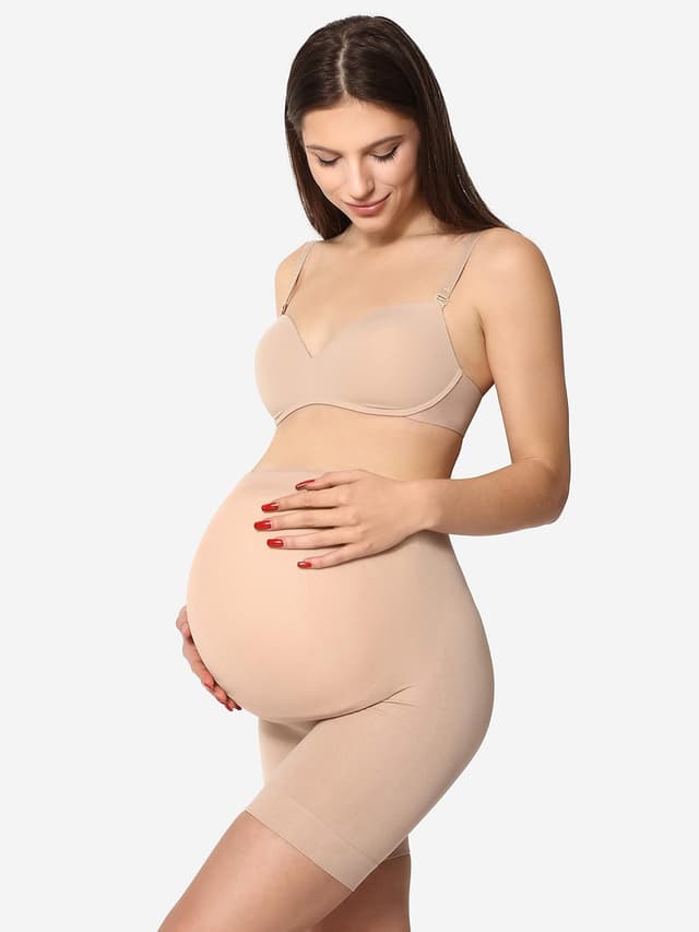 Detalle de Be Mammy pantaloni premaman corti con taglio alto e aloe/jojoba