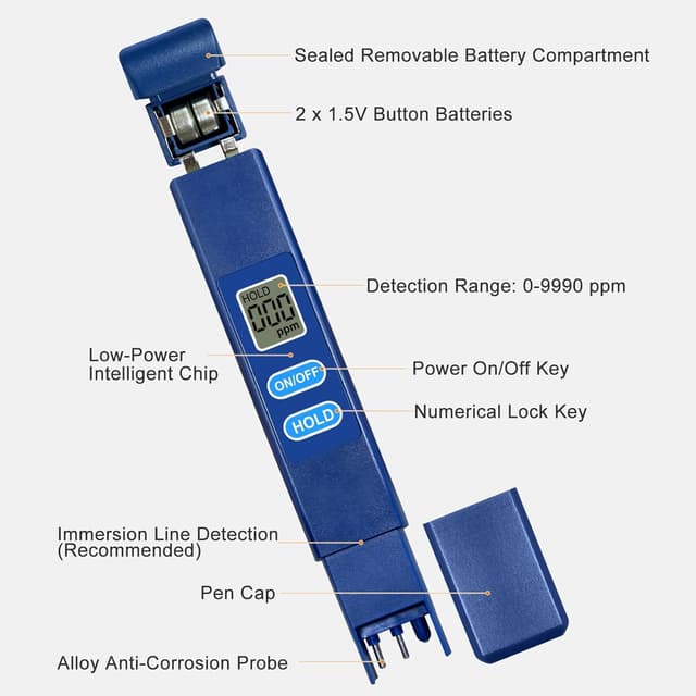 Detalle 2 de QNCIGER TDS Meter 0–9990 ppm digital tester 💧