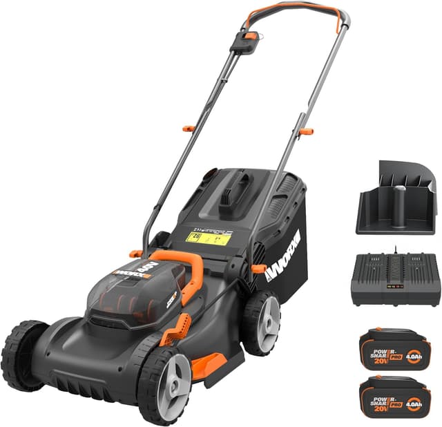 Detalle de WORX Nitro WG734E Profi Akku-Rasenmäher 40V – 40 cm Schnittbreite mit 2x PowerShare PRO Akkus & Dual-Ladegerät
