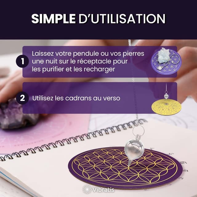 Thumbnail 3 de Pendule Divinatoire VIBRATIS avec Fleur de Vie ⚙