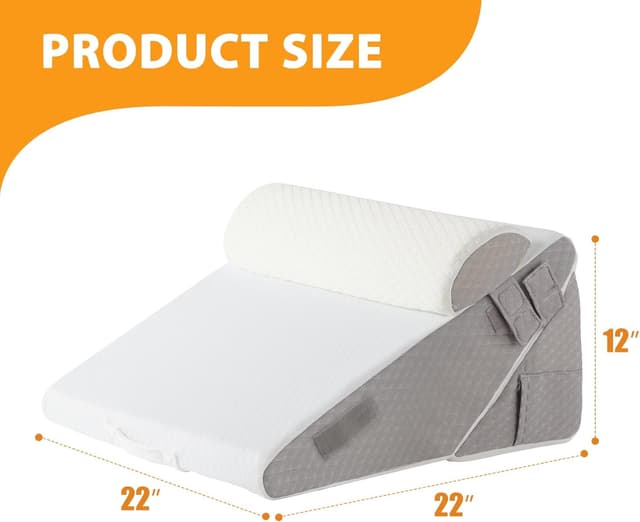Detalle de Ruqmuis 3PCS Adjustable Wedge Pillow Set for After Surgery, 9 & 12 Inch Bed Wedges