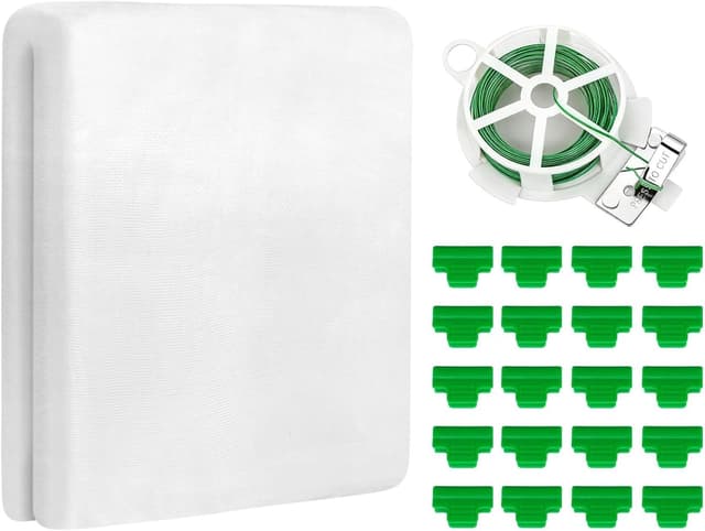 Detalle 2 de Fine Mesh Garden Netting for Veg Patch & Plants 3x6m with 15 U-shaped pegs (White reusable insect netting)