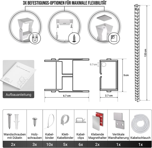 Thumbnail 6 de Kabelführung Schreibtisch Flexible Kabelkanal Weiß
