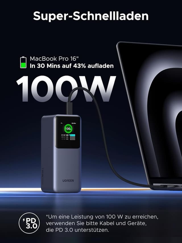 Detalle 2 de UGREEN Nexode 20000mAh Powerbank 130W Schnellladung