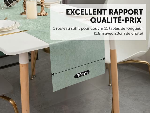 Thumbnail 1 de aboveBed Chemin de Table Vert Eucalyptus 30 cm 📐