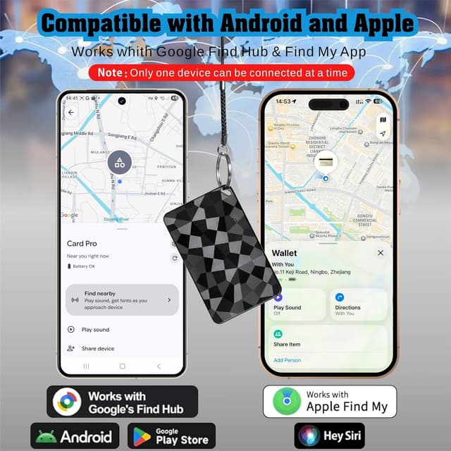 Detalle 2 de Reyke Carta di localizzazione sottile compatibile iOS Find My e Google Find Hub (1 Pack)