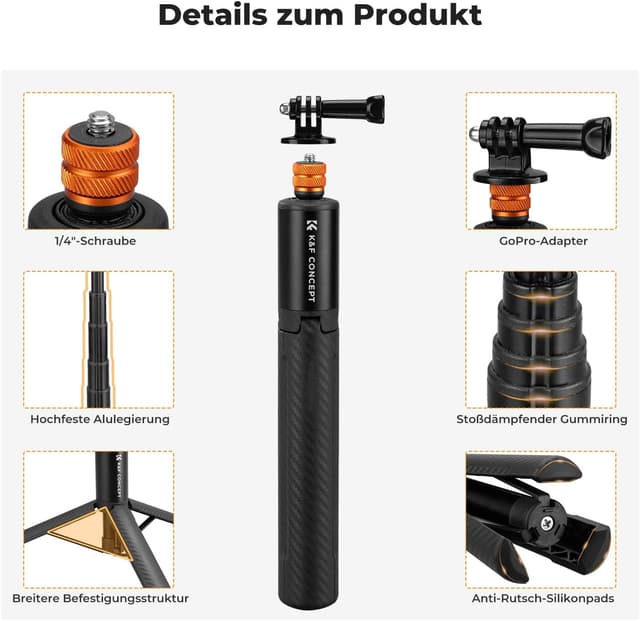 Detalle 2 de K&F CONCEPT MS21 Selfie Stick Stativ 120 cm