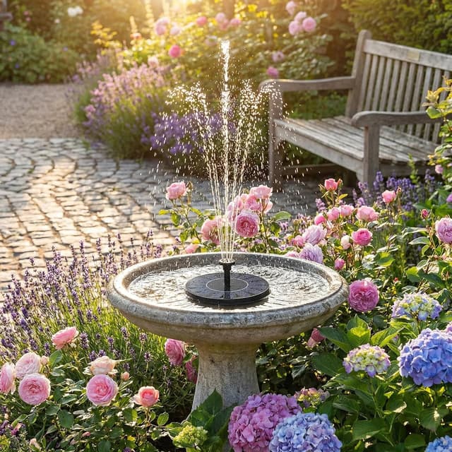 Thumbnail 6 de Solar Springbrunnen für Außen mit 1,5 W, 6 Sprüh-Effekten und 4 Stützstangen – für Garten, Teich & Vogelbad