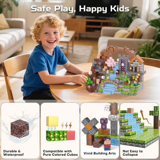 Detalle 2 de Kryzomat 100PCS Magnetic Blocks (Magnet Tiles Cubes) for Kids Age 3+