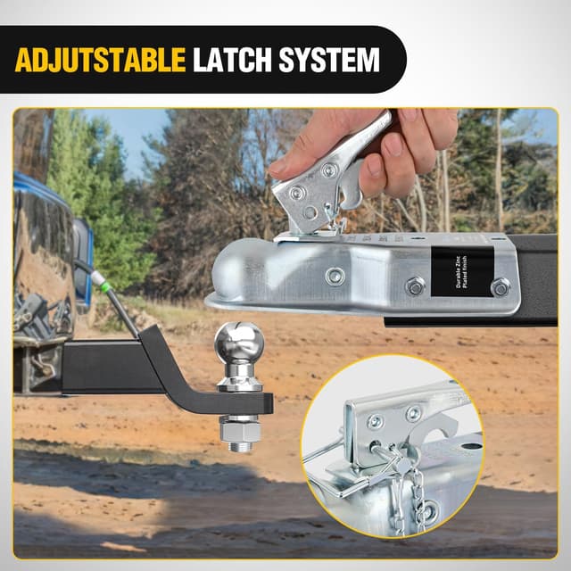 Detalle 2 de Nilight Straight Trailer Coupler with Safety Latch & Chain for 1-7/8 Inch Hitch Ball (2-1/2 Inch Channel, 2000 LBS)