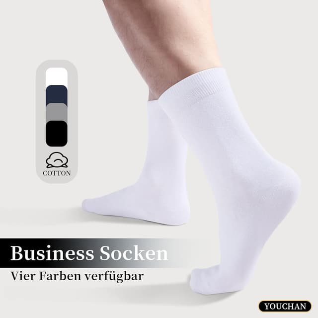Detalle de YOUCHAN 10 Paar Business Socken ohne Naht – atmungsaktive Baumwollsocken für Herren & Damen