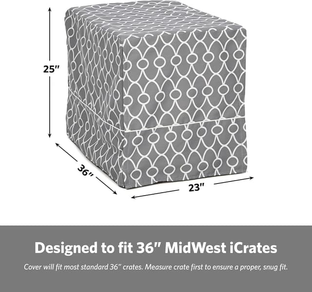 Detalle de MidWest Homes for Pets Copertura per gabbie per cani con protezione in Teflon, policotone grigio (circa 91,4 x 58,9 x 61 cm)