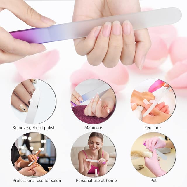 Thumbnail 6 de URAQT Crystal Glass Nail Files (3 Pack) – Double-Sided Etched Glass Nail File for Natural, Acrylic & False Nails