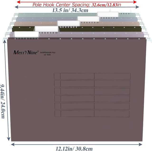 Detalle 2 de MerryNine A4 Suspension Files (24 Pack) with Tabs & Card Inserts for Cabinet Hanging Storage