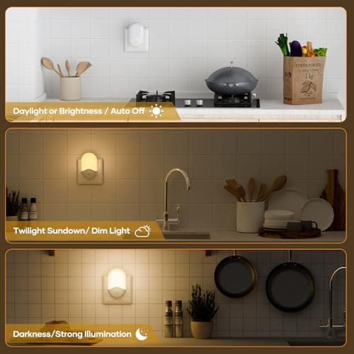 Detalle de Detake luz nocturna infantil con sensor crepuscular AUTO ON/OFF, 0.5W y blanco cálido (pack de 2)