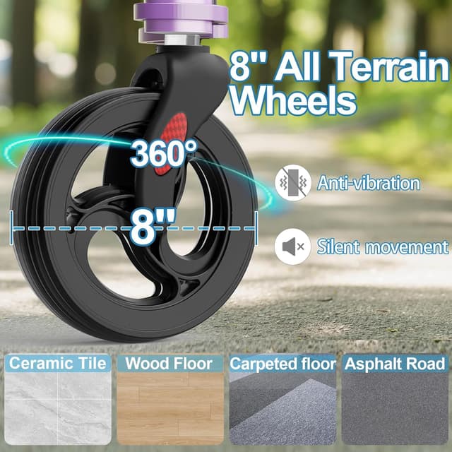 Detalle 2 de HOMLAND 3 Wheel Walkers for Seniors – Foldable wheeled rollator with height adjustment, cane holder and cup holder