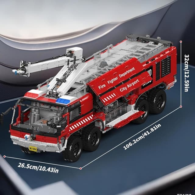 Detalle 2 de Mould King 19004 Technik ferngesteuertes Feuerwehrfahrzeug (2,4 GHz RC) – 6‑Kanal-Modellbausatz mit Motor