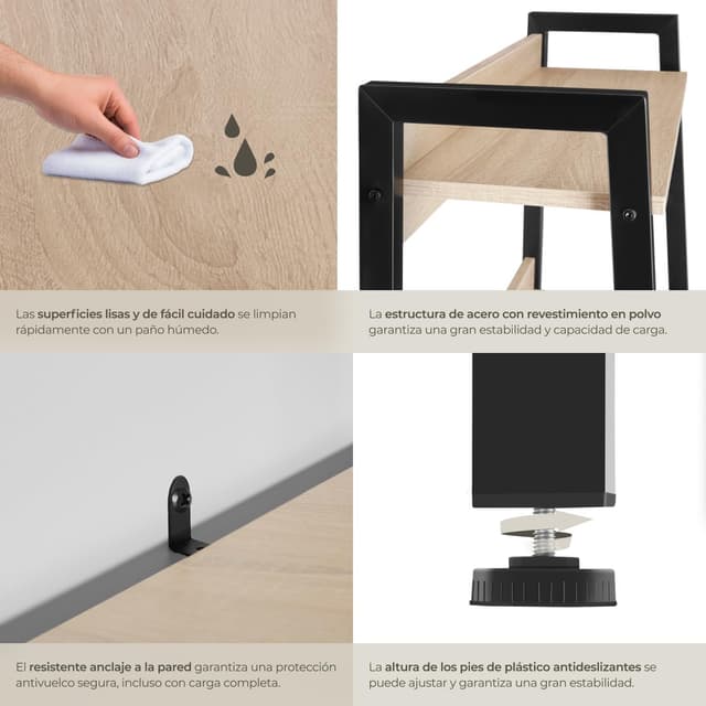 Thumbnail 5 de tectake Estantería libros madera acero 138 cm