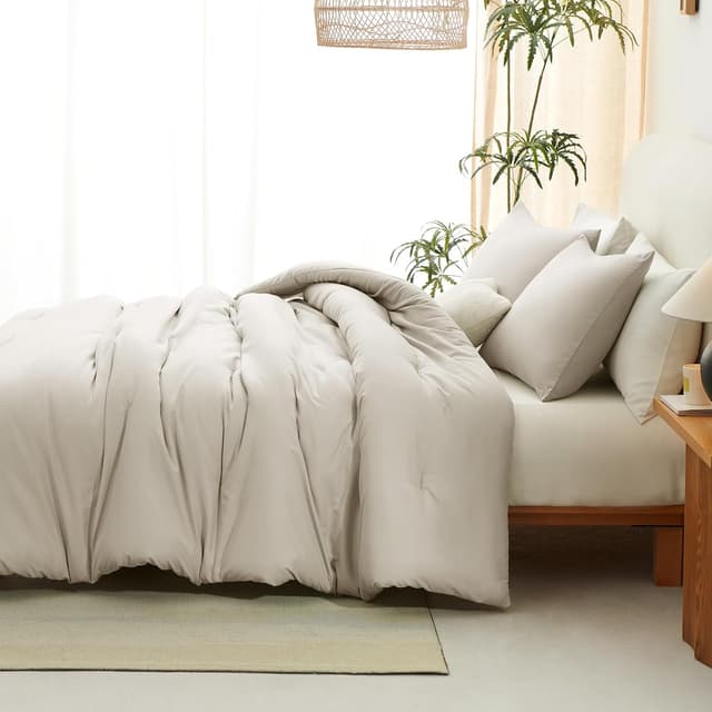 Thumbnail 5 de CozyLux Beige Queen Comforter Set 3-Piece Bedding