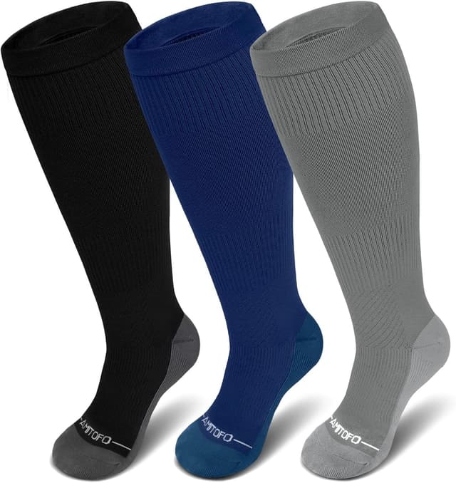 Detalle de PUTUO Chaussettes de contention gros mollet (bas de contention) en grandes tailles – lot de 3 paires