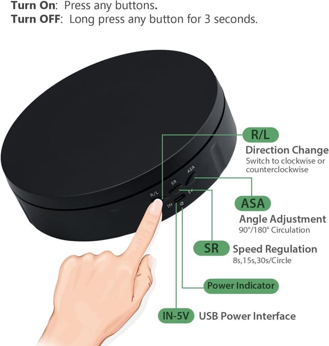 Detalle de Mcbazel 360° Rotating Display Stand (5.7 inch) motorised turntable for photography & product displays up to 10kg