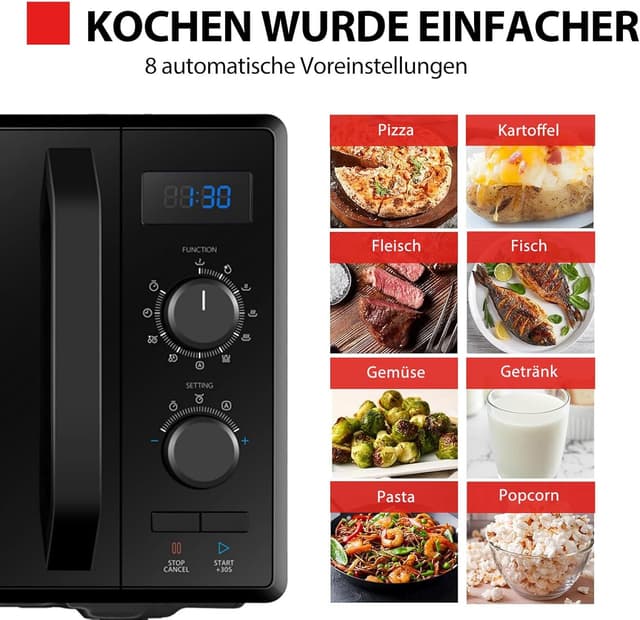 Detalle de Toshiba MW2-AG23PF(BK) Mikrowelle 3-in-1 (23 l) mit Grill & Kombi-Funktion, ECO, Drehteller mit Positionsspeicher – Schwarz