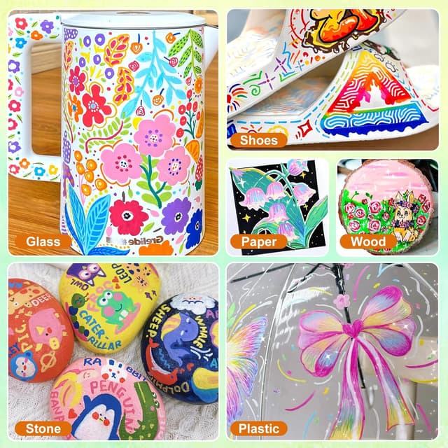 Thumbnail 5 de Bonala 60 Colours Dual Tip Acrylic Paint Pens Set