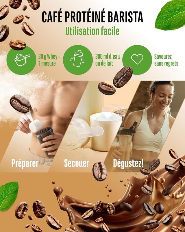 Detalle 2 de Barista Protein Coffee “Classic vegan” : café protéiné végétal crémeux avec 24 g de protéines par portion