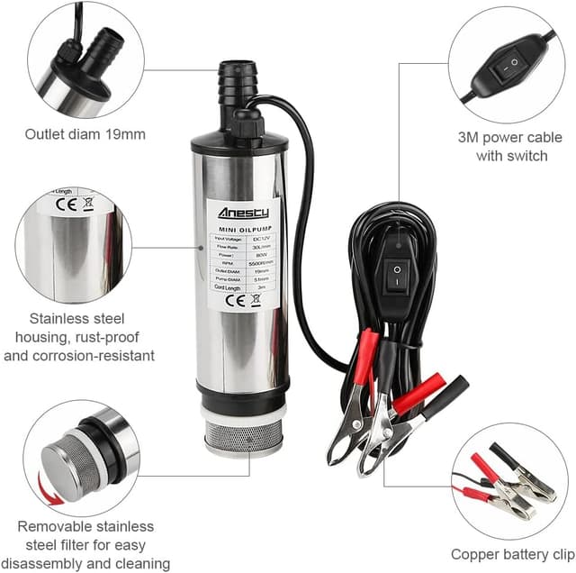 Detalle de Anesty diesel fuel transfer pump 12V 51mm