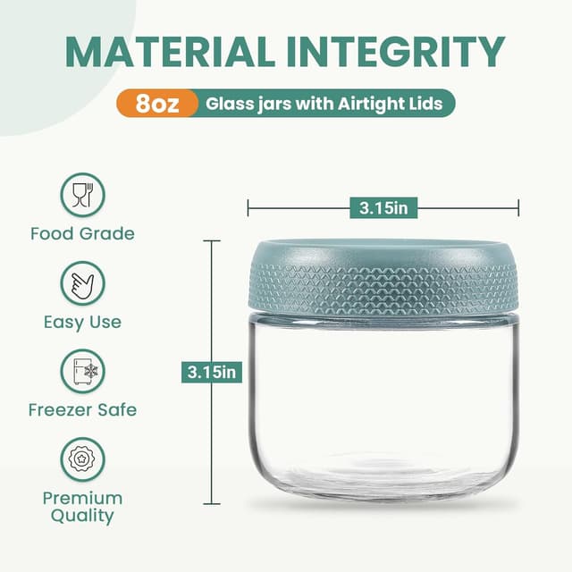 Detalle 2 de NETANY 6-pack 8oz Glass Jars with Airtight Lids