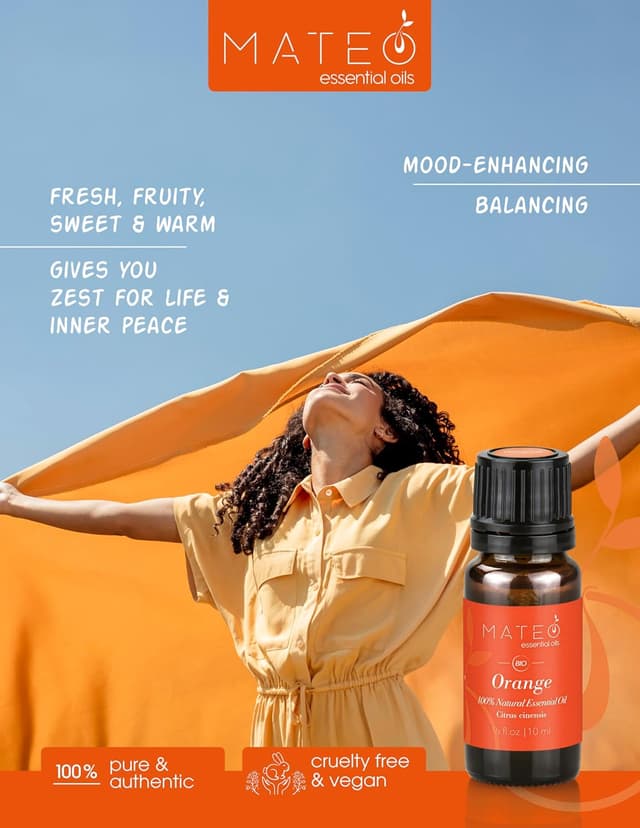 Detalle 2 de MateoEssentialOils Olio Essenziale di Arancio Dolce 100% puro e naturale da 10 ml