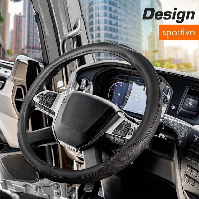 Detalle 2 de Upgrade4cars Coprivolante 44-46 cm Nero in Finta Pelle