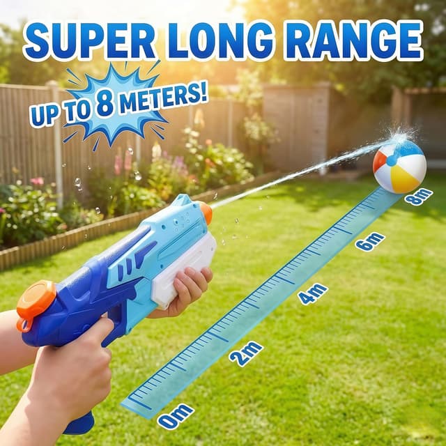 Detalle de Vivyklfc Water Pistols 2-Pack (300ml) – Leak-proof pump-action water blasters with 8–10m range