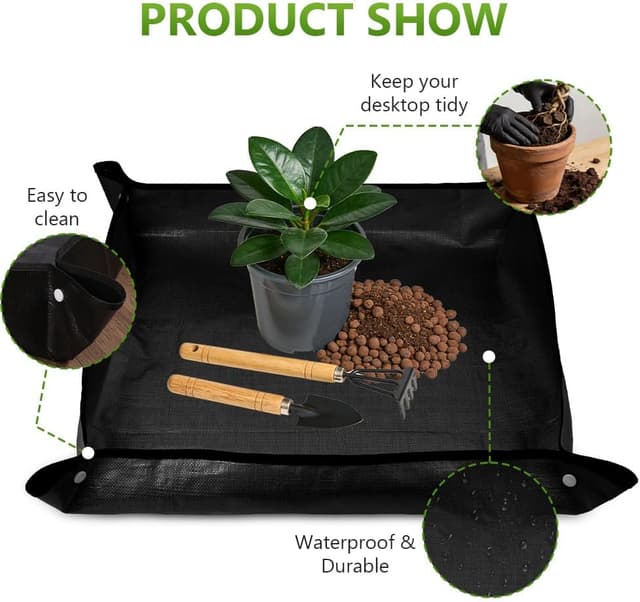 Detalle de AOOWU Tapis de jardinage imperméable 2 pièces 100×100 cm (PE), pour rempotage et plantation