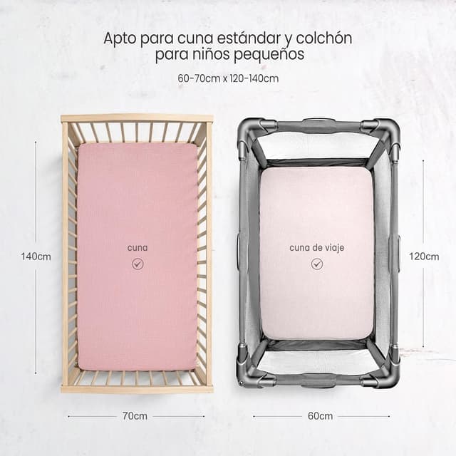 Detalle de lulumoon Kinder Spannbettlaken 2er Set 60x120 cm