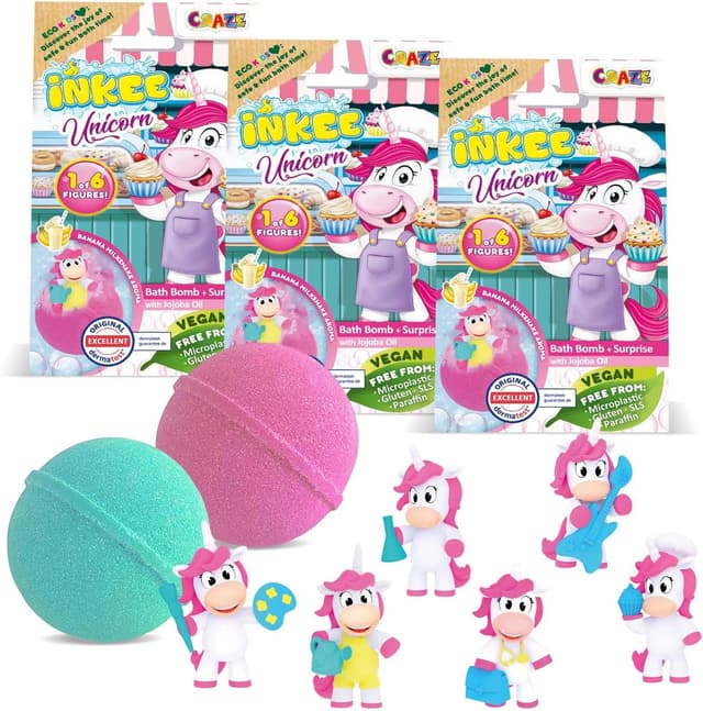 Detalle de INKEE Unicorn bath bombs, 3 x 100g