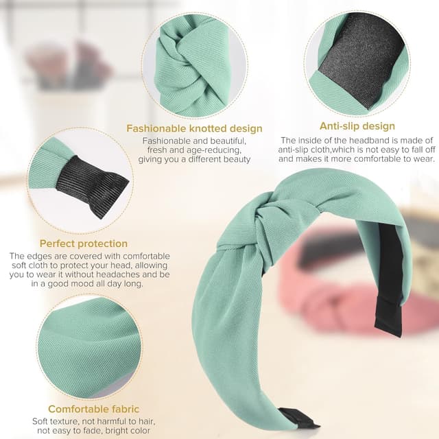 Detalle de DiyJibb geknotete Stirnbänder für Damen & Mädchen (6er-Set), breit & im Turban-Look