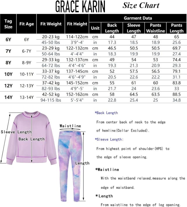 Thumbnail 4 de GRACE KARIN Felpa e leggings bambina 2 pezzi 👧