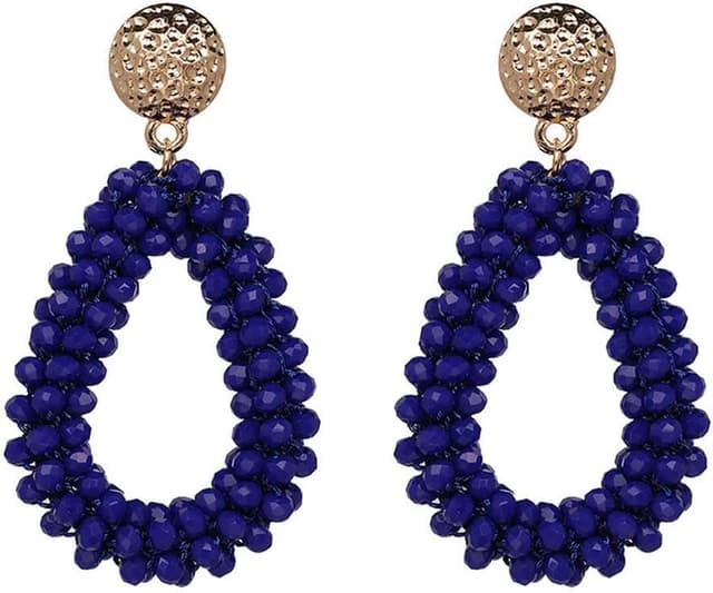 Detalle de Bohemian Ohrringe mit tropfenförmigem Kristallhänge für Damen – handgewebter Crystal-Drop Schmuck, ca. 14 g pro Paar