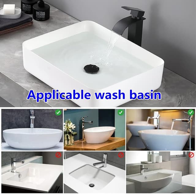 Detalle 2 de CECIPA Grifo Lavabo Cascada Alto Negro 185 mm