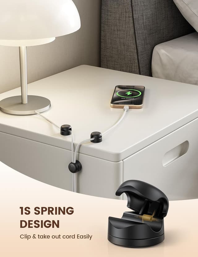 Thumbnail 4 de Lamicall 360° Rotatable Spring Cable Holder Clips 8mm