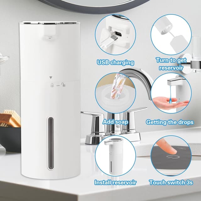 Detalle de Longzhuo Automatic Touchless Liquid Soap Dispenser (400ml) with Infrared Sensor and IPX5