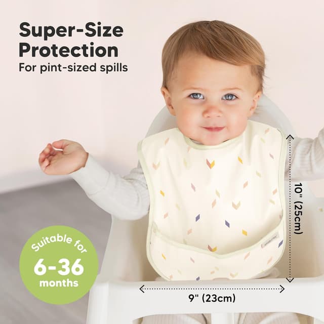 Detalle de Prism 3-Pack Waterproof Baby Bibs with Large Catcher