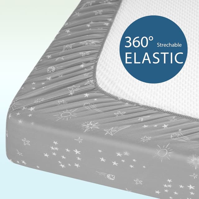 Thumbnail 6 de Unnivoll Moses Basket Sheets 3 Pack (Super Soft & Breathable) – Fitted Pram Sheet Set, Gray Green Constellation