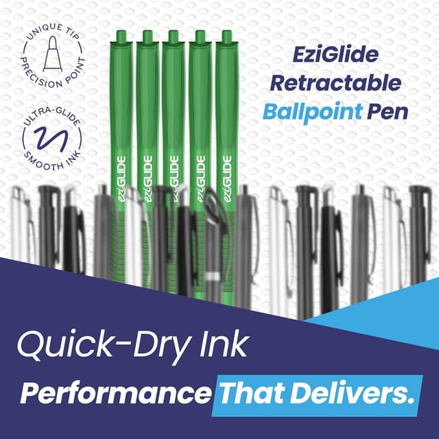 Detalle de EziGlide Green retractable gel pens (pack of 5) with 0.7 mm fine tip