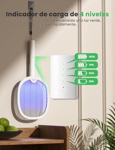 Detalle de YISSVIC raqueta eléctrica matamosquitos plegable 2 en 1 con luz UV 365 nm (4000 V) y batería USB-C 1800 mAh