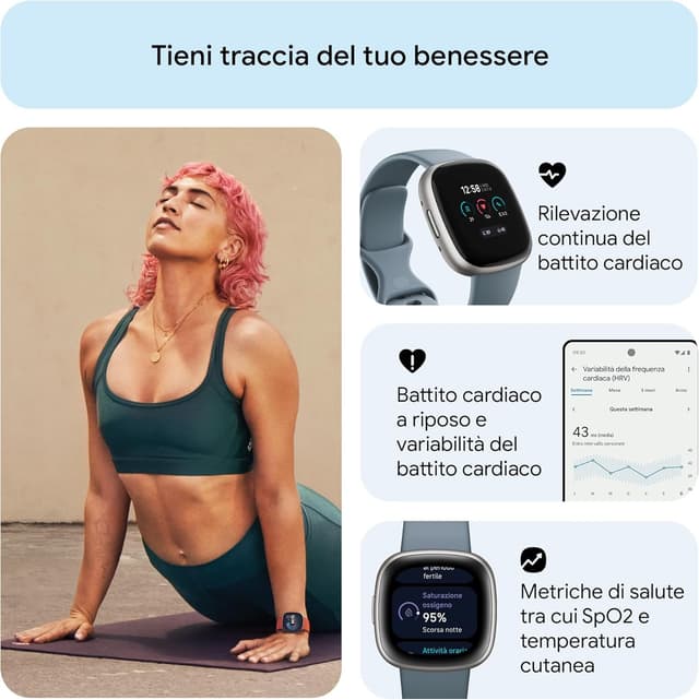 Detalle de Fitbit Versa 4 fitness, GPS e batteria 6 giorni