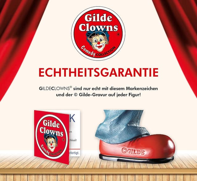 Detalle de GILDE Clown Herzfigur mit Schriftzug „Schatz aus Kunstharz“ – Dekofigur, 13 cm