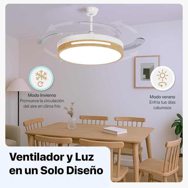 Detalle 1 de LEDUNI Ventilador 50 cm 66W con luz LED